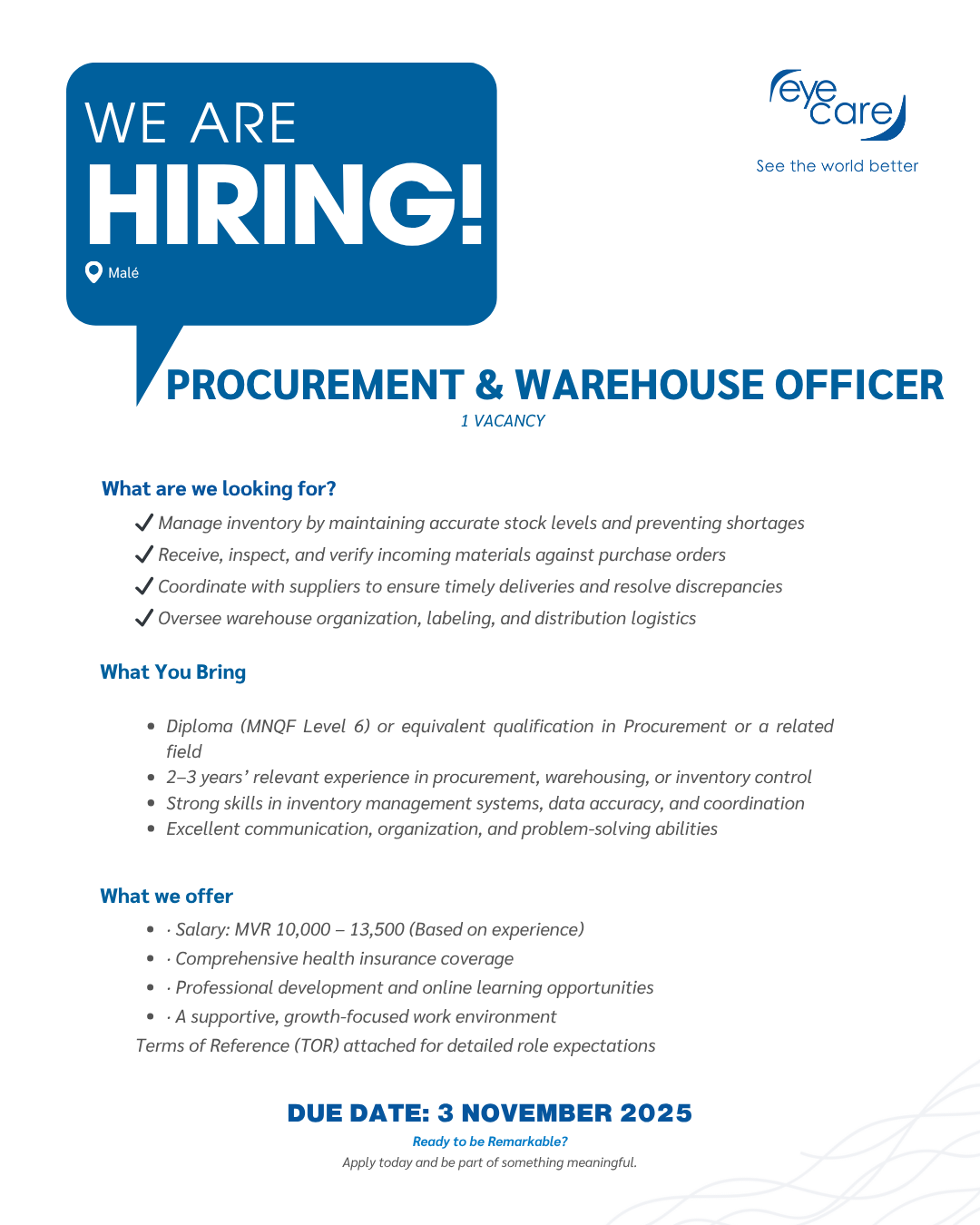Procurement & Warehouse Officer