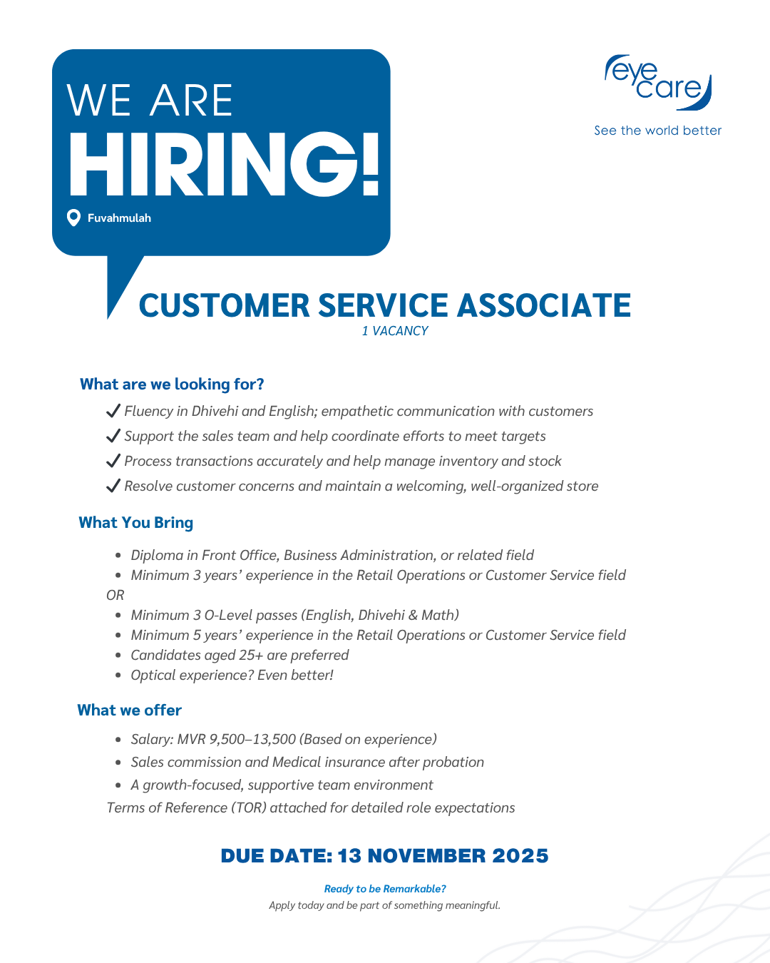 Customer Service Associate (R1)